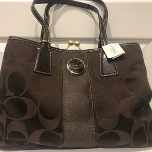 Coach Chocolate Brown Print Shoulder Bag